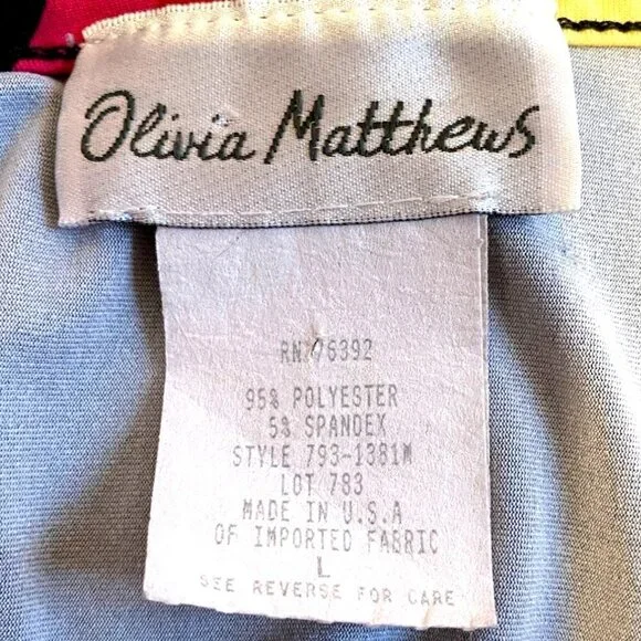 Olivia Matthews Maxi Dress Black & Vibrant Print Sleeveless Stretchy Sz Lg - Picture 7 of 7